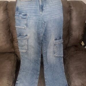LIGHT Blue Denim Cargo Jeans
